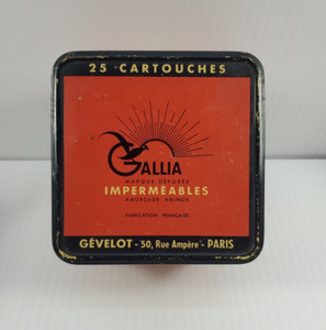 Vintage **Empty** Gevelot Gallia 12 Gauge Shotgun Shell Tin Box from Canada