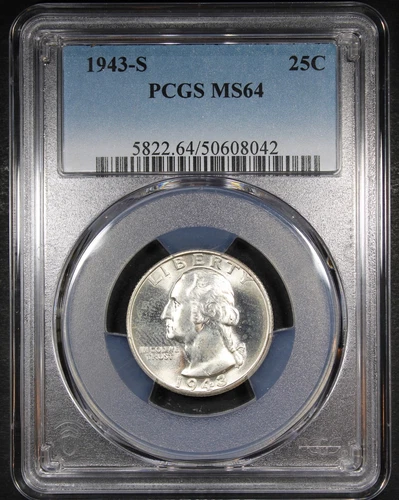 1943-S Washington Quarter graded MS64 by PCGS Better Date 25C Flashy