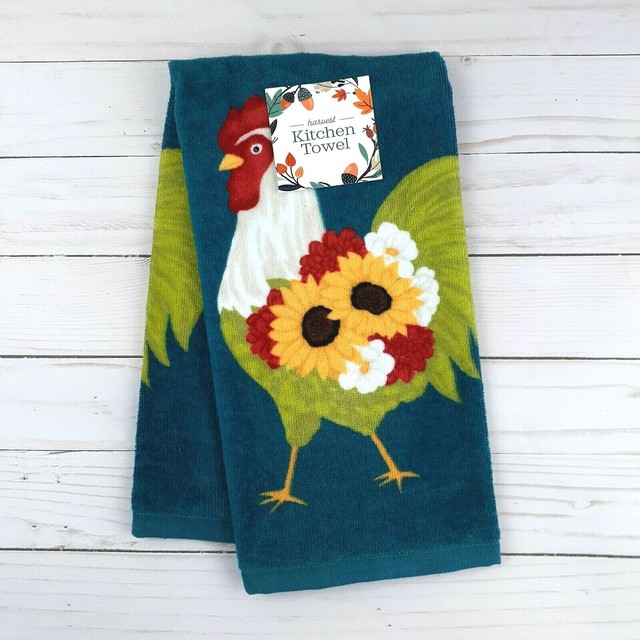 Kitchen Towel Sunflowers Rooster Terry Cloth Farm House eBay