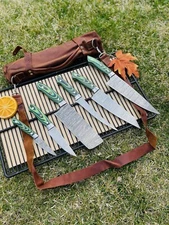 Custom Handmade Damascus Steel Chef Knife Set With Leather bag Kitchen Knife Set