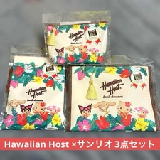Hawaiian Host Sanrio 3-Piece Bag Pouch Drawstring Set with Bonus Hello Kitty Sti