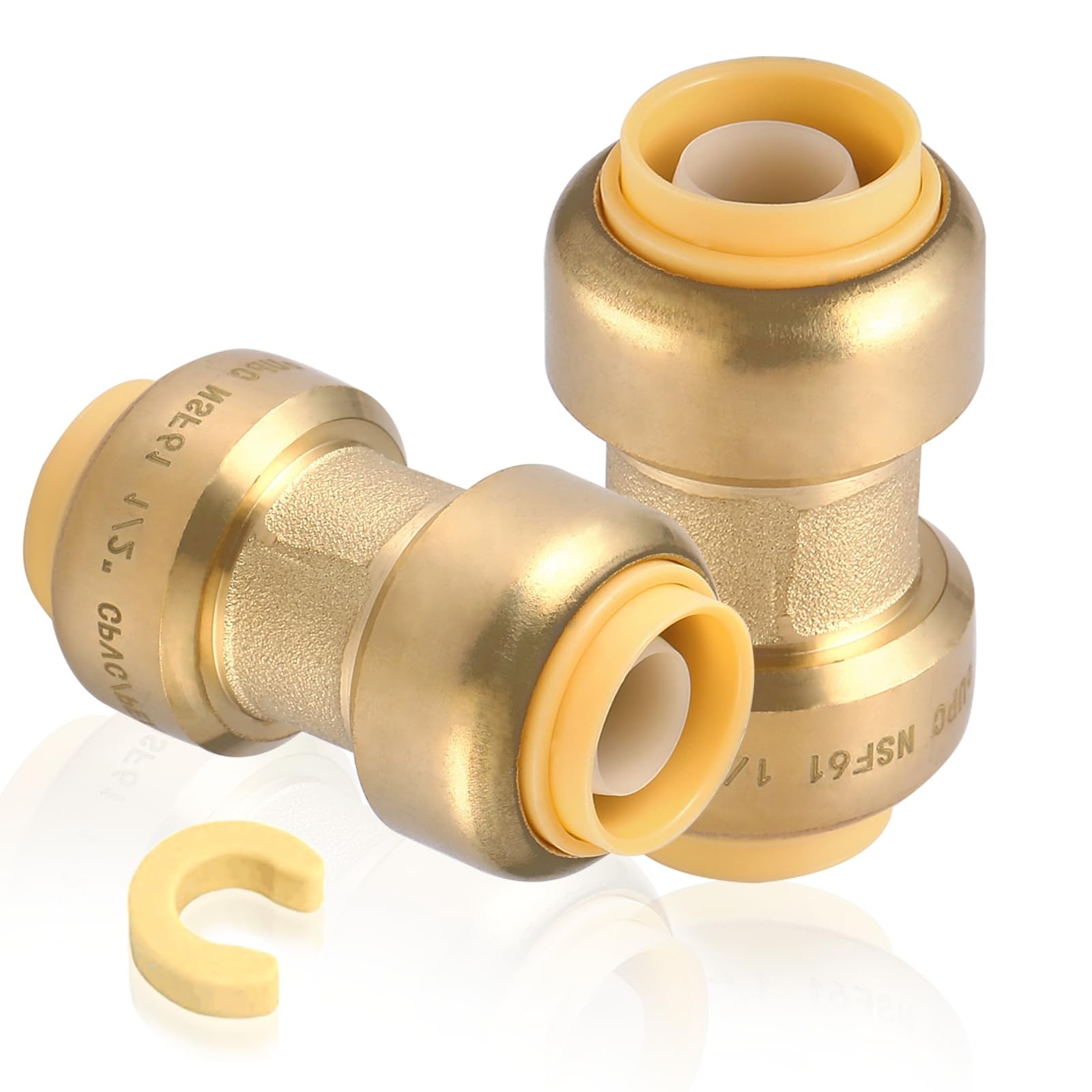 2 PCS 1x1 Inch Pushfit Coupling Brass PushtoConnect PEX Copper CPVC PF009