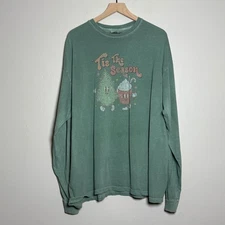Comfort Colors Mens Long Sleeve Shirt Size 2XL Green Tis The Season Christmas