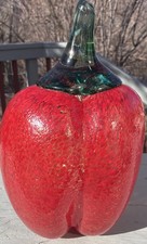 2 KOSTA BODA Vintage Glass Fruit Red Pepper and Orange Sahlin Vtg COLLECTABLE