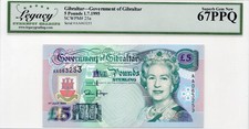 1995 Gibraltar 5 Pounds Banknote P-25a ~ Legacy 67 PPQ ~ Tarik Ibn Zeyad