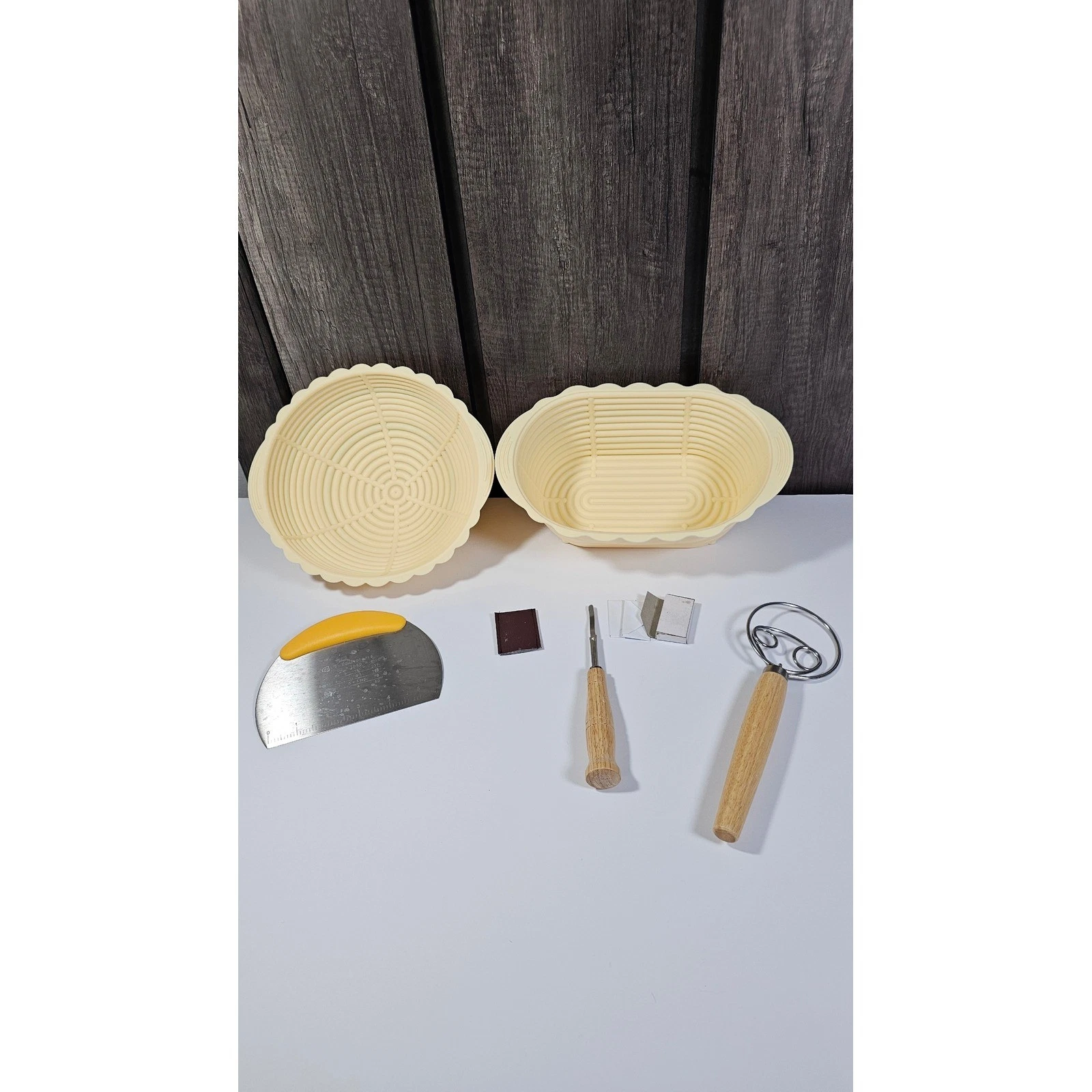 Bread Proofing Basket Set Banneton Dough Scoring Lame Dough Scraper
Opens in a new window or tab