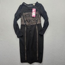 Coqueta International Women's Size Small Black Long Sleeve Lace Dress NWT