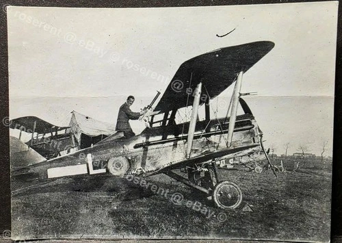 WW1 RAF 74 Sqn - Lt Coverdale & SE 5a at Blackheath   - archive photo 10 by 7cm