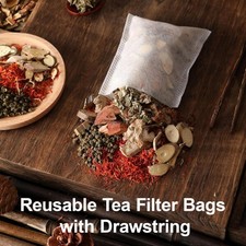 ReusableMuslin TeaBags Drawstring Closure for Loose Leaf Tea or Coffee 100 Count 0.06 per strip