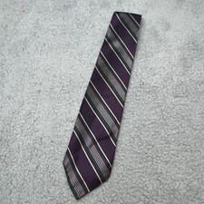 Vintage Polo Ralph Lauren Tie Purple Silver Narrow Regimental Repp Stripe USA