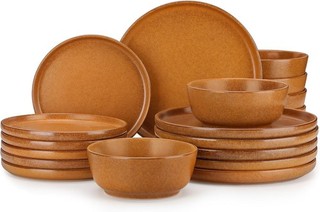 Zermatt 18 Pieces Dinner Set for 6 Reactive Glaze Stoneware Plates and Bowls