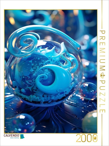 Calvendo Puzzle Glass Organic Shape Like Blue Ball | 2000 Pieces, Finished Size-image
