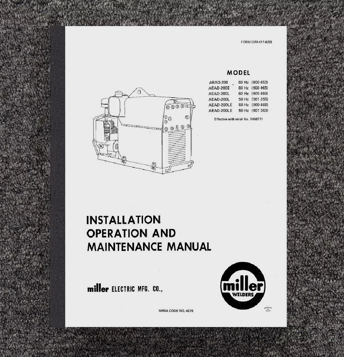 Welder Owner & Parts Manual Miller AEAD-200 200E 200L 200LE