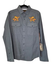 NWT Howler Bros Gaucho Snapshirt Small S Osprey Prey Blue Hawk Fish Long Sleeve