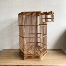 Vintage Bamboo Birdcage Art Object Japanese Wabi Sabi Decor Sculptural Display