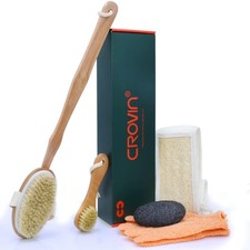 Dry Brushing Body Brush with Natural Boar Bristle Dry Brush for Exfoliating L...