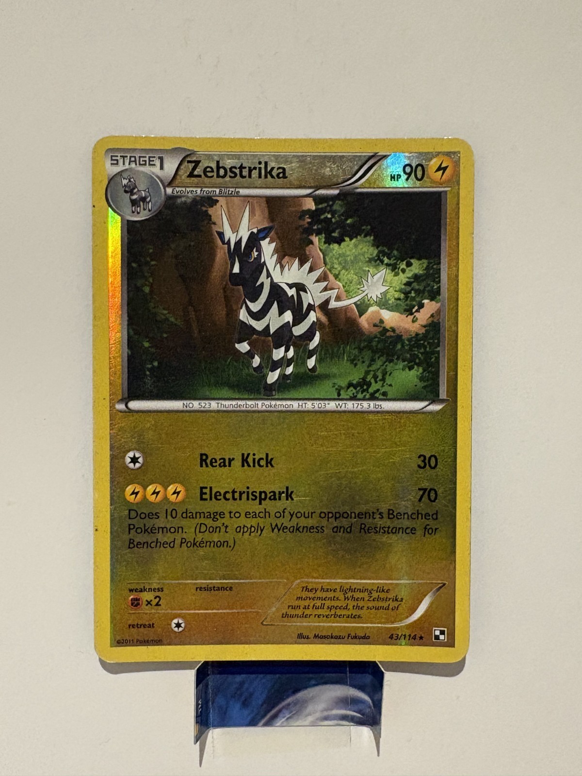 Pokémon TCG Zebstrika Black White 43/114 Reverse Holo Rare LP