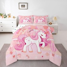 Unicorn Bedding Set for Girls Full Kawaii Rainbow Unicorn Comforter Set Bedro...