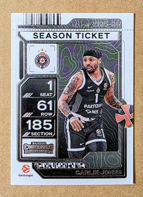 2025-26 Panini Contenders Euroleague Carlik Jones #67 Season Ticket Partizan