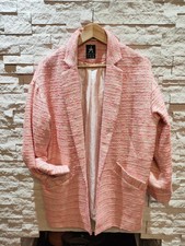 Atmosphere Open Blazer Jacket Size 8 Ladies Pink Casual Long Sleeve Boucle 