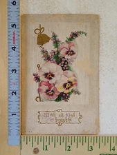 Postcard Embossed Floral Art Print With All Kind Thoughts Greeting Card
