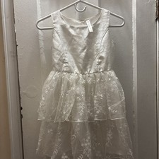 Cherokee Girls White Dress Flower Girl Communion Baptism Size 7/8 Lace