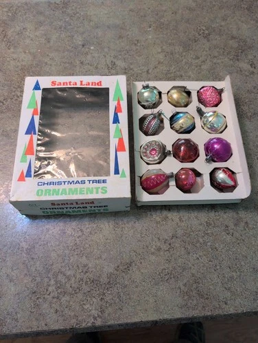 Vintage Mid-Century Modern MCM Santa Land Christmas Tree Ornaments