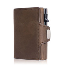 Men's RFID Pop Up Wallet Genuine Leather Slim Card Holder Coin Pocket