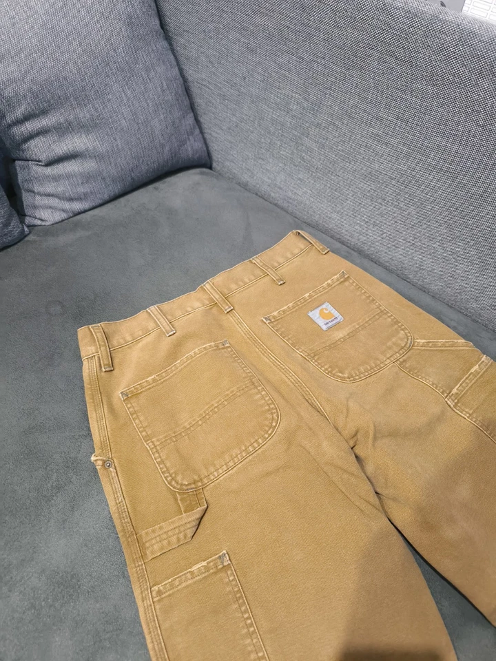(28x32) Vintage Carhartt Single Knee Carpenter Pant Beige Work Pants - Image 2 of 4