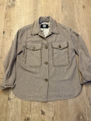 RIANI brown shades checked loose fit thick Shirt with fringing GB10