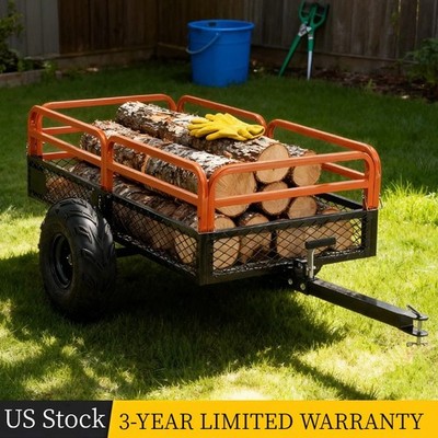 15 Cu.Ft Utility Cart Cargo Trailer For ATV  Tow Behind Dump Utility Cart 1500lb