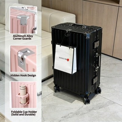 20 Inch Silver PC Hard Shell Carry On Suitcase With Aluminum Frame Combination