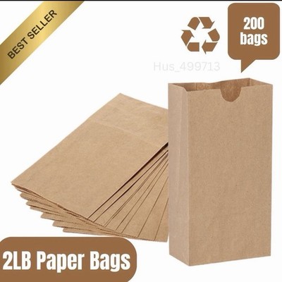 DURO Small Brown Paper Bags - 2 lb Paper Lunch Bags - Pack of 200