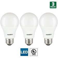 3 Pack Sunlite A19 LED Bulbs, 14W, Medium E26 Base, 5000K Super White