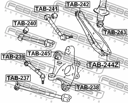Bucha de braço FEBEST 2006-2014 Lexus IS F para haste traseira TAB-242 - Imagem 2 de 2