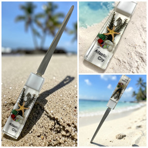 Vintage Atlantic City Lucite Souvenir Letter Opener Seahorse Starfish Beachy
