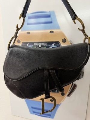 CHRISTIAN DIOR TASCHE Schultergurt Sattel Saddle Leder Leather Dark Brown Braun