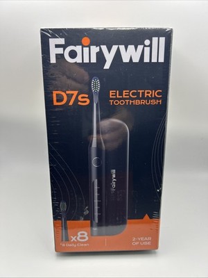 Fairywill D7s Electric Toothbrush 8 Brush Heads 5 Modes IPX7 Black