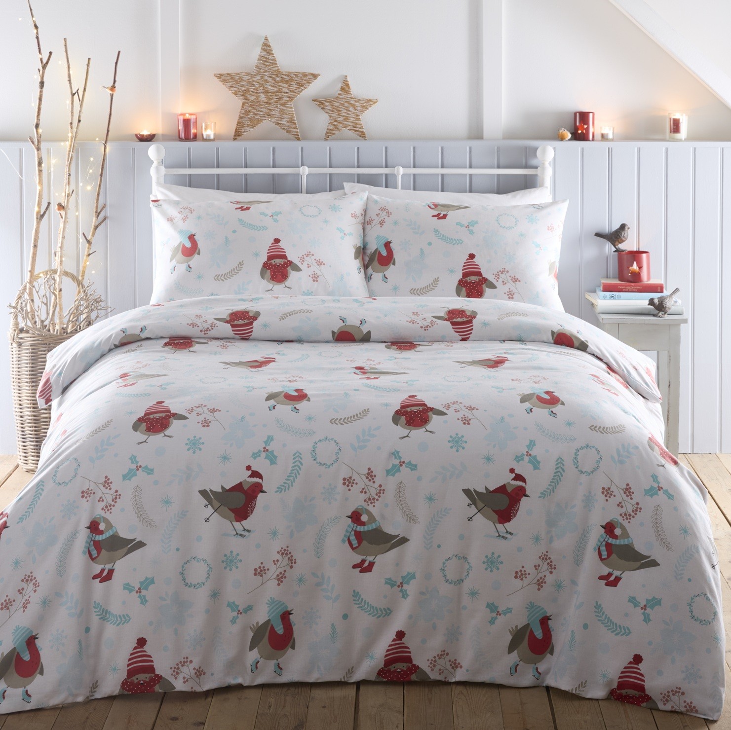 Robins Duvet Cover Reversible Double Quilt Bedding Bed Linen Set Pillowcases New