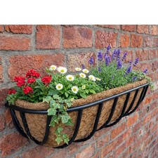 Wall Mounted Planter Flower Trough Outdoor Garden Basket 61cm Country Forged 