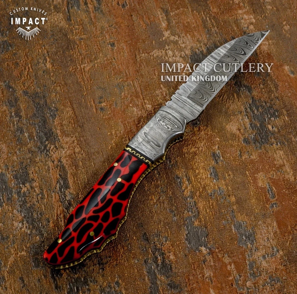 Model # 5340 By Impact Cutlery Handmade Damascus Folding Pocket Knife - Image 4 of 4