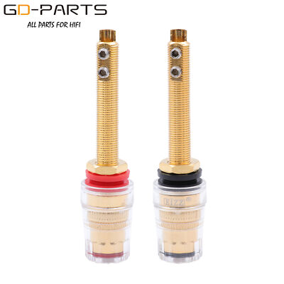 EIZZ 24K Gold Plated Brass Speaker Binding Post Banana Jack Connector Screw Lock