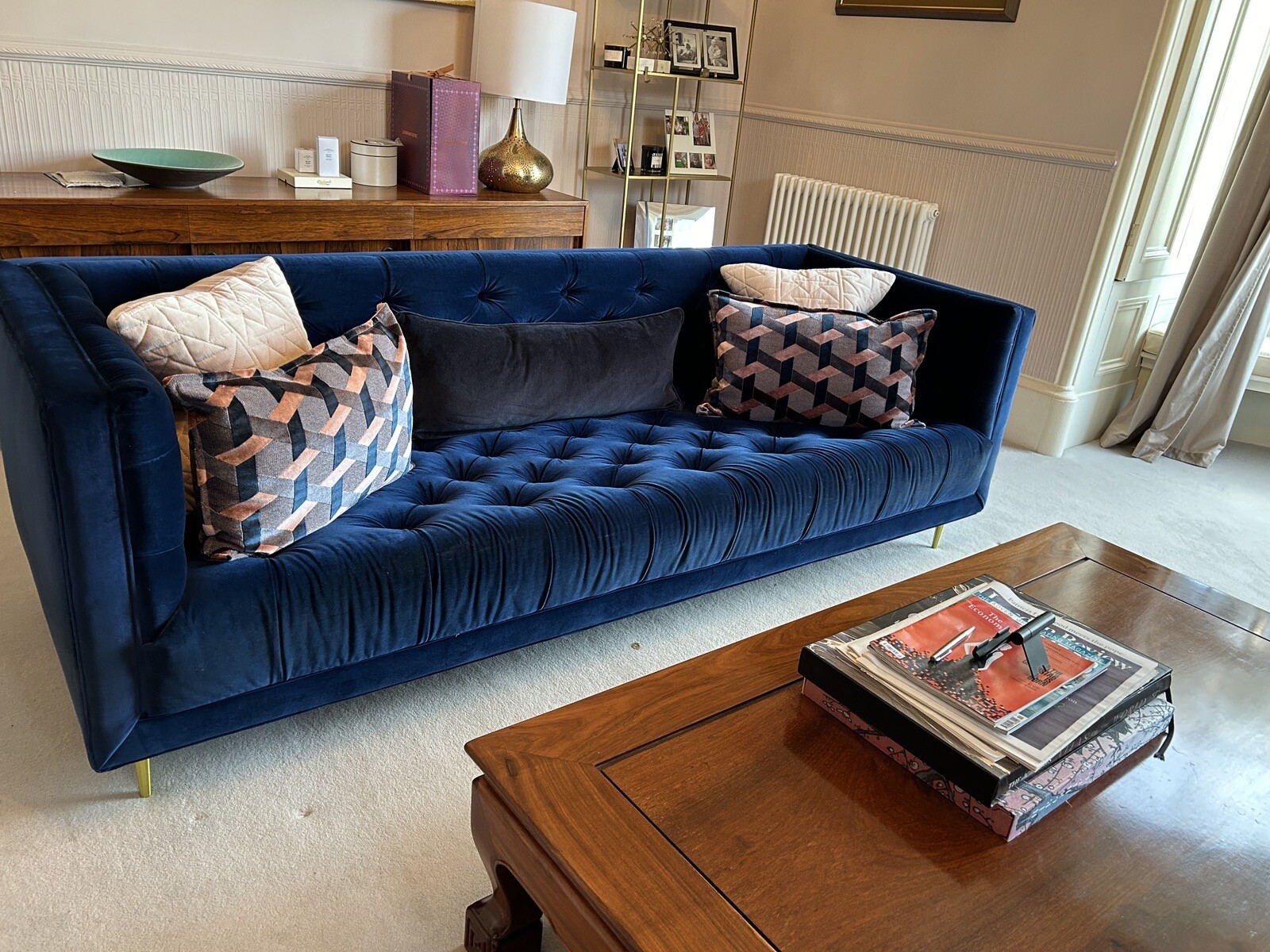 Swoon Vincent 3 seater velvet sofa in Ink easy velvet excellent