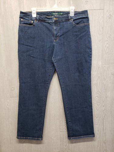 Lauren Ralph Lauren Jeans Womens 18W Stretch Straight Denim 36x28 Mid Blue Plus