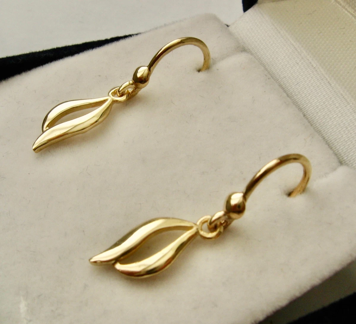 GENUINE SOLID 9K 9ct YELLOW GOLD ELEGANT DESIGNER DANGLE HOOK EARRINGS