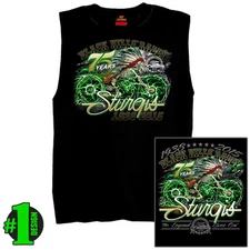 2015 Sturgis Motorcycle Rally Skeleton Cycle Black Shooter Tank SHIRT ok