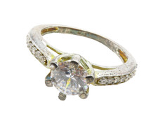 925 Sterling Silver Vintage Cubic Zirconia Solitaire Accent Ring Sz 6 RG13198