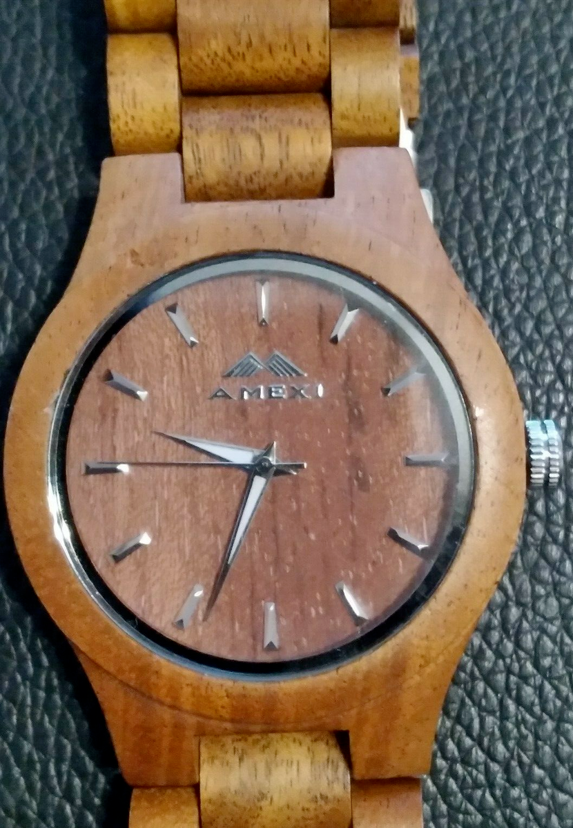 Amexi Men's All Natural Wooden Watch with Quartz Movement Rare