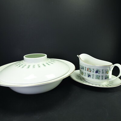 Schöne Royal Doulton Fine China Gemüseterrine Sauciere Ständer Wandteppich 