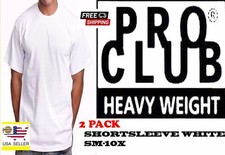 2 PACK Pro Club Heavyweight T-Shirt White Short Sleeve Premium Cotton Mens Tee